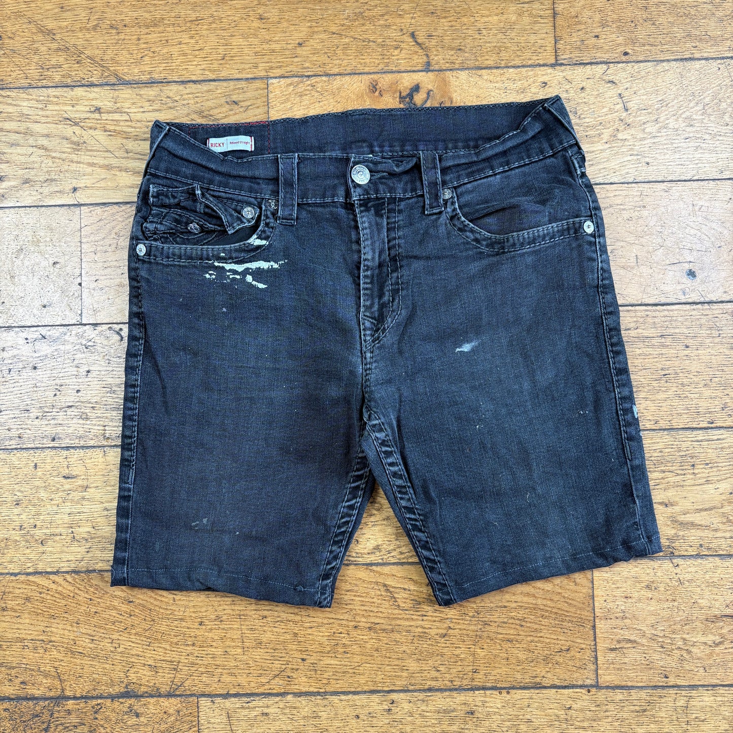 Vintage True Religion Black Embroidered Y2K Shorts Jorts - 34