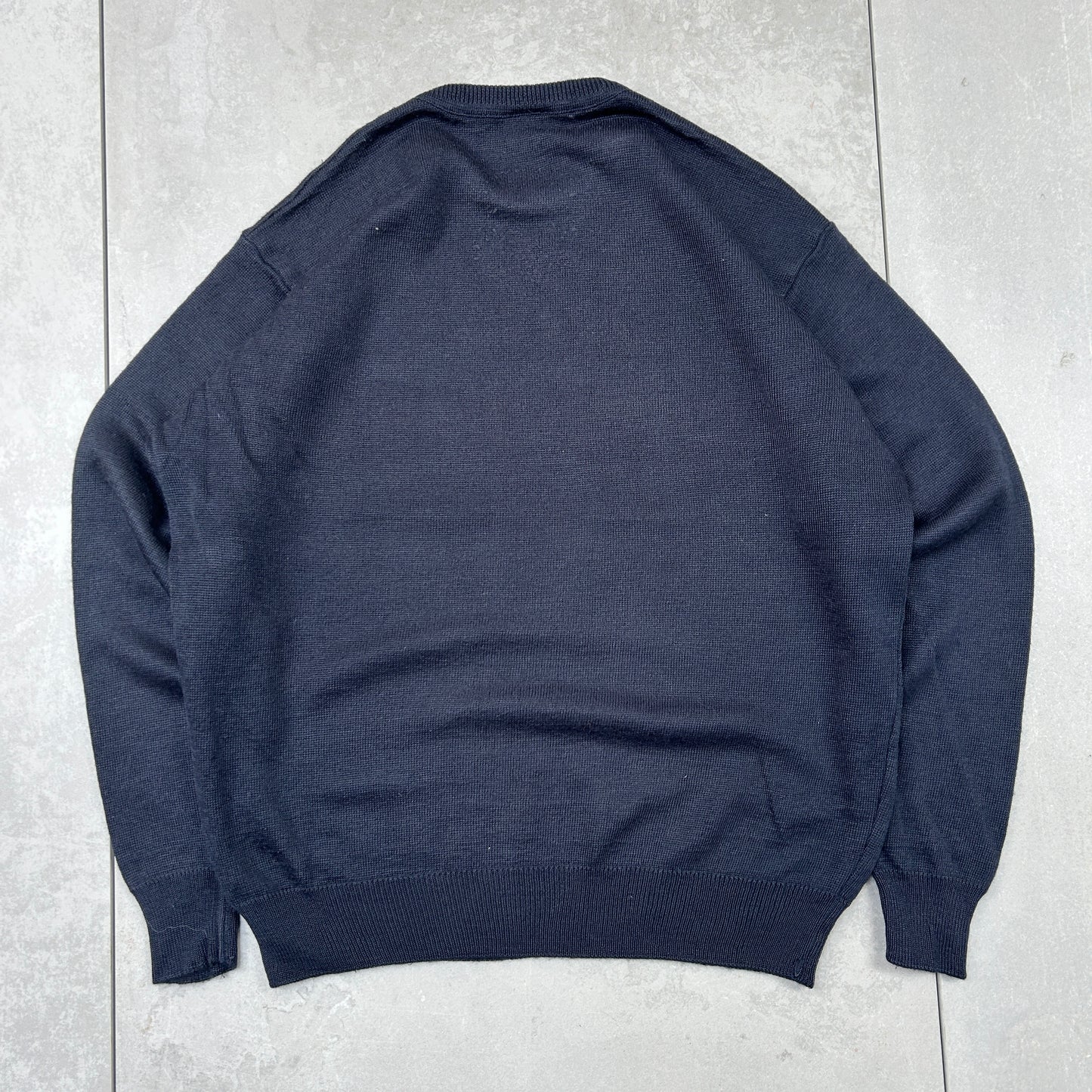 Vintage Lacoste Wool Navy Chunky Knit Jumper - L