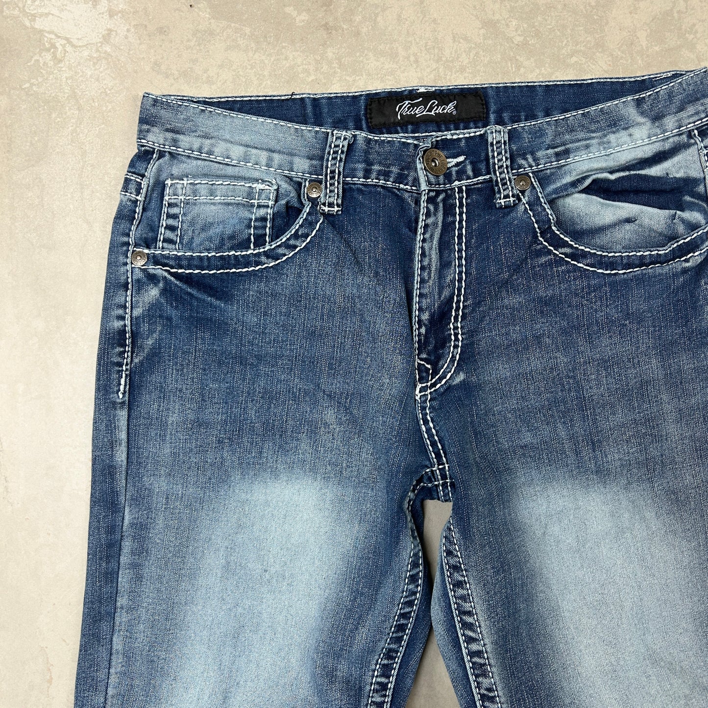 Vintage Embroidered Hip Hop Straight Blue Jeans - 33
