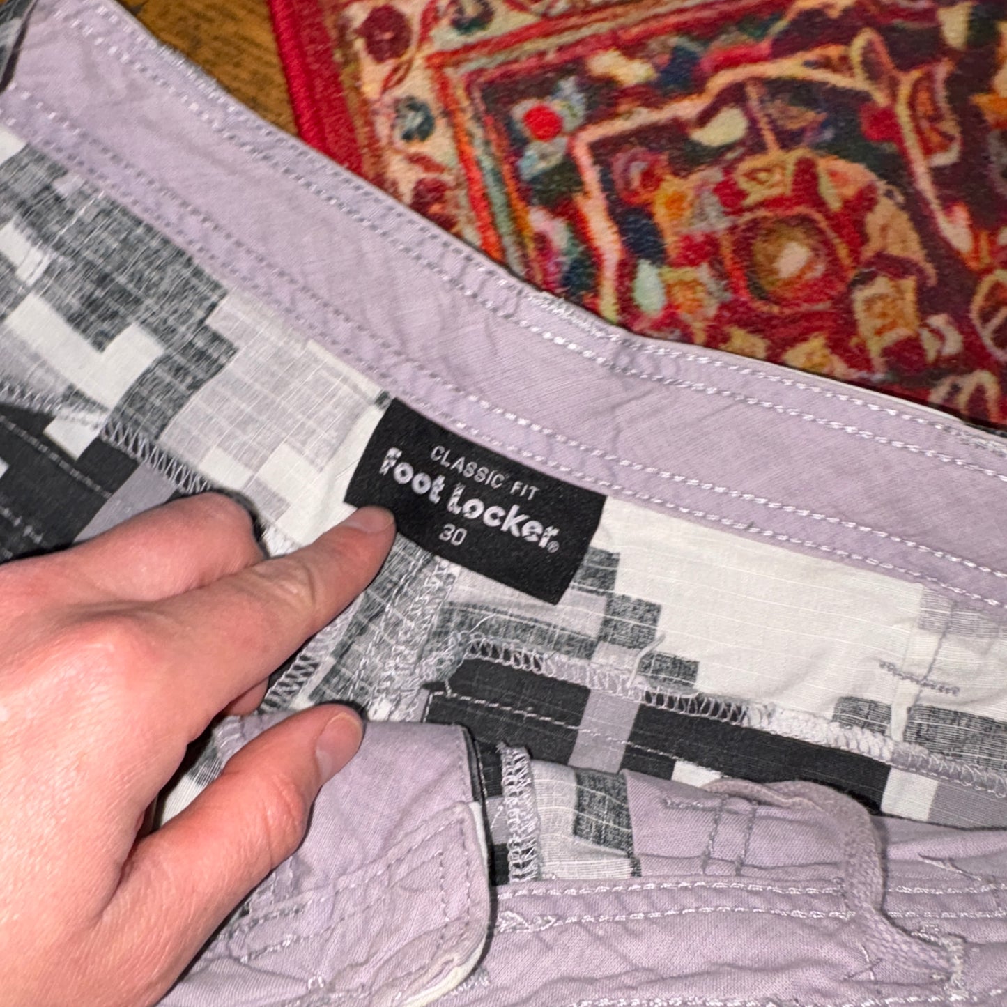 Vintage White Black Grey Digi Camo Cargo Baggy Shorts Foot Locker - 33