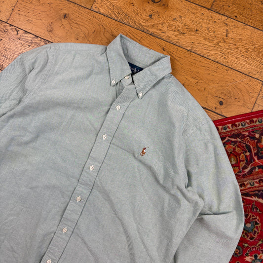 Vintage Ralph Lauren Light Blue Green Embroidered Shirt - M