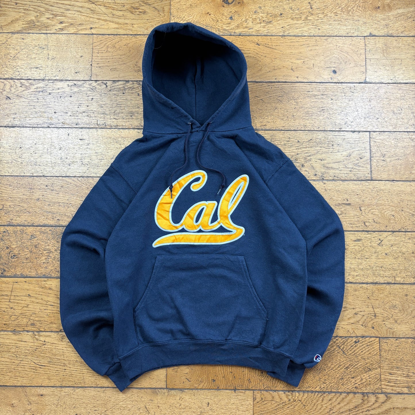 Vintage Champion Navy College Embroidered Hoodie Sweatshirt - S