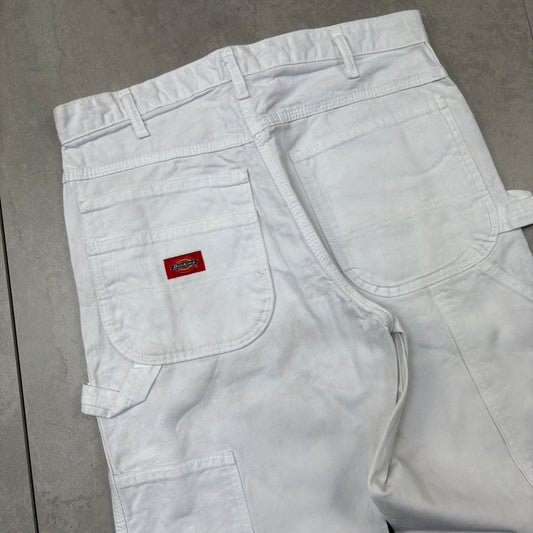 Vintage Dickies Workwear White Carpenter Baggy Trousers - 32
