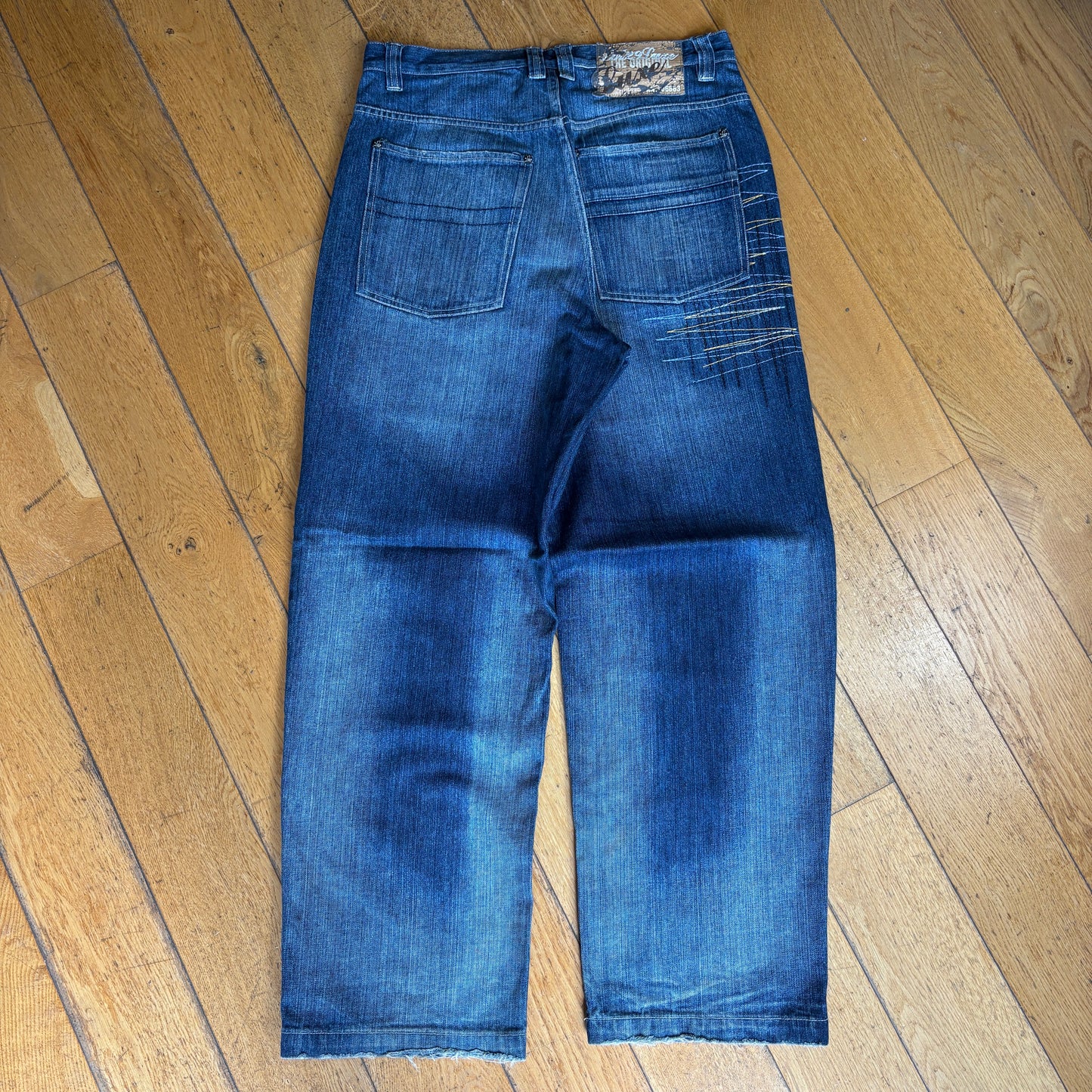 Vintage Lot 29 Embroidered Tazmanian Devil Blue Hip Hop Baggy Jeans - 34