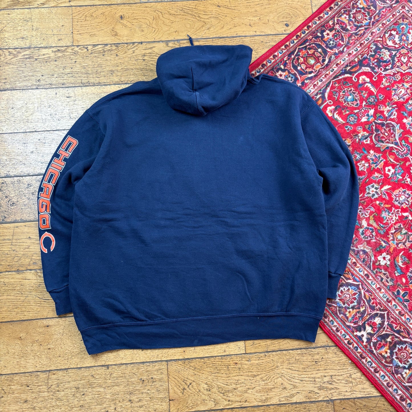 Vintage NFL Navy Chicago Bears Graphic Hoodie Sweatshirt - XL