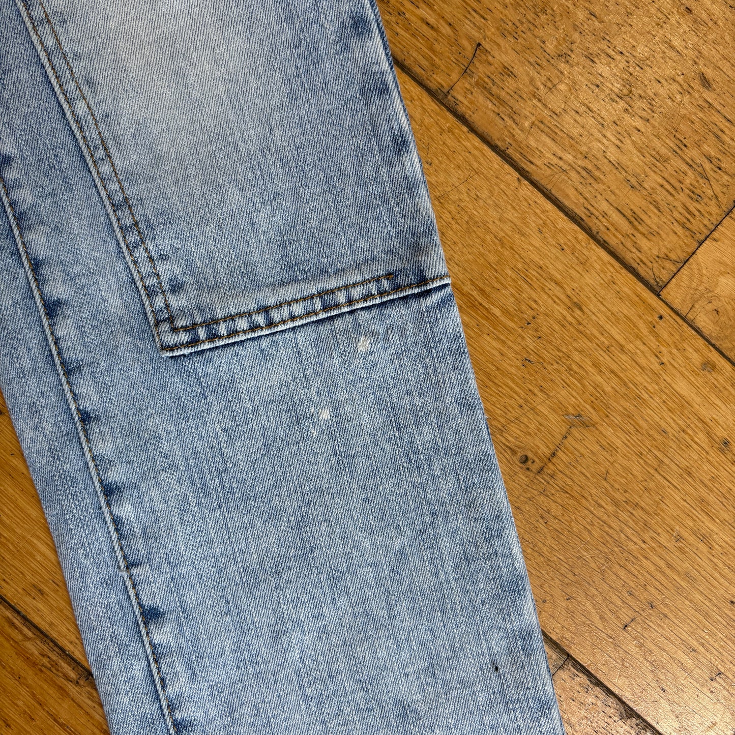 Vintage Double Knee Blue Slim Workwear Carpenter Jeans - 34