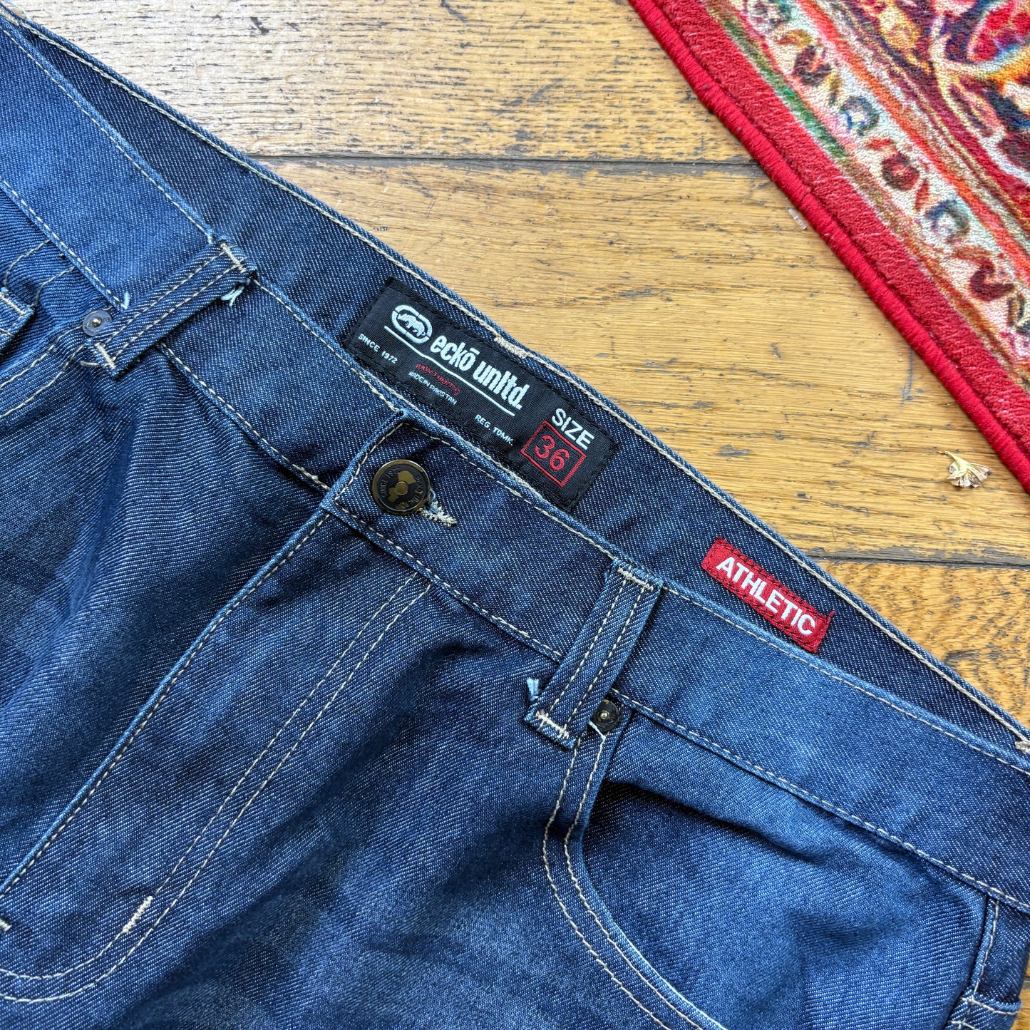 Vintage Ecko Unltd Blue Embroidered Y2K Hip Hop Straight Jeans - 36