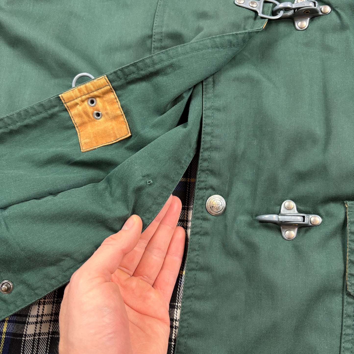 Vintage Green Fireman Clasp Trench Chore Parka Coat Jacket - XL