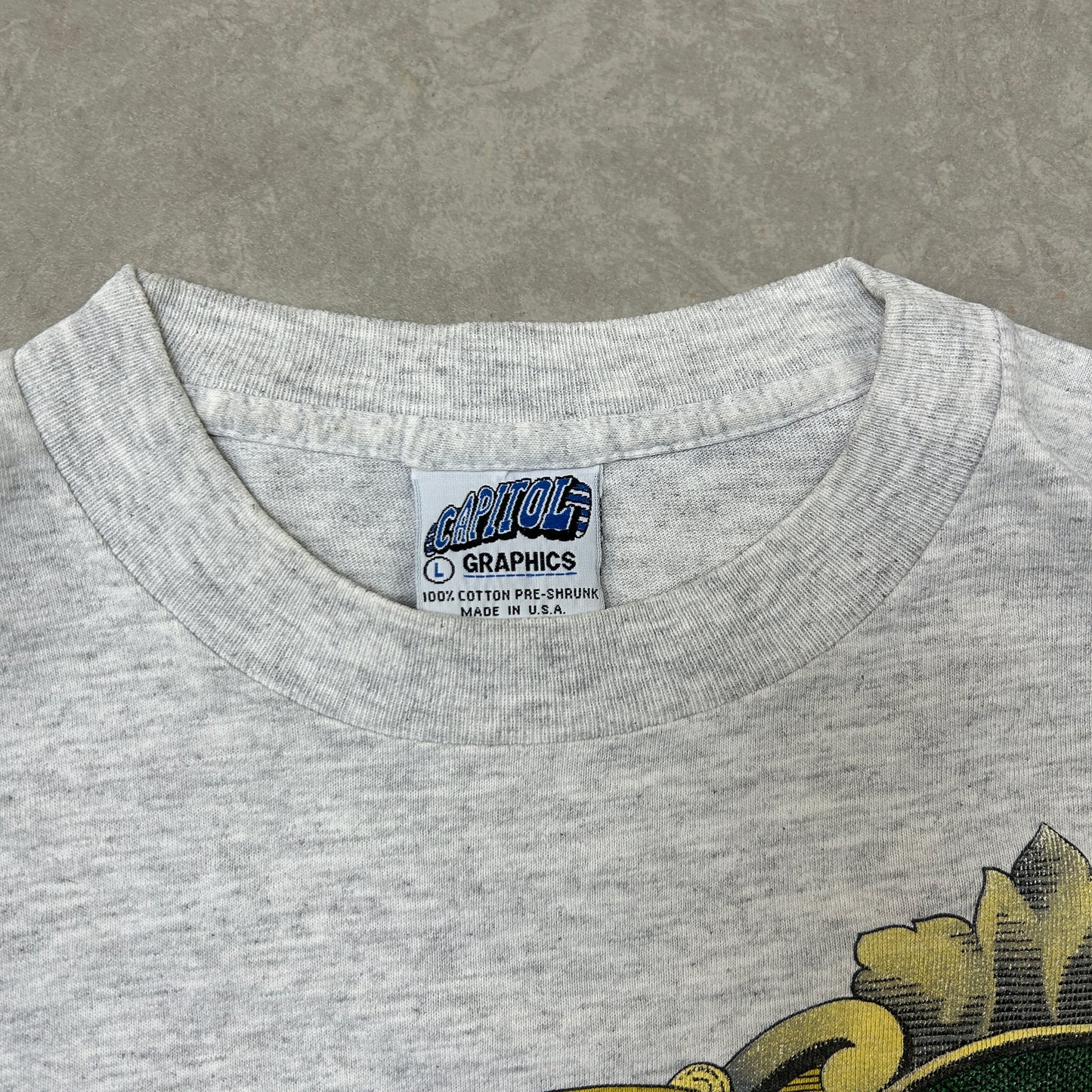 Vintage 90s Miami Hurricanes NFL Single Stitch Graphic Grey T-Shirt - L