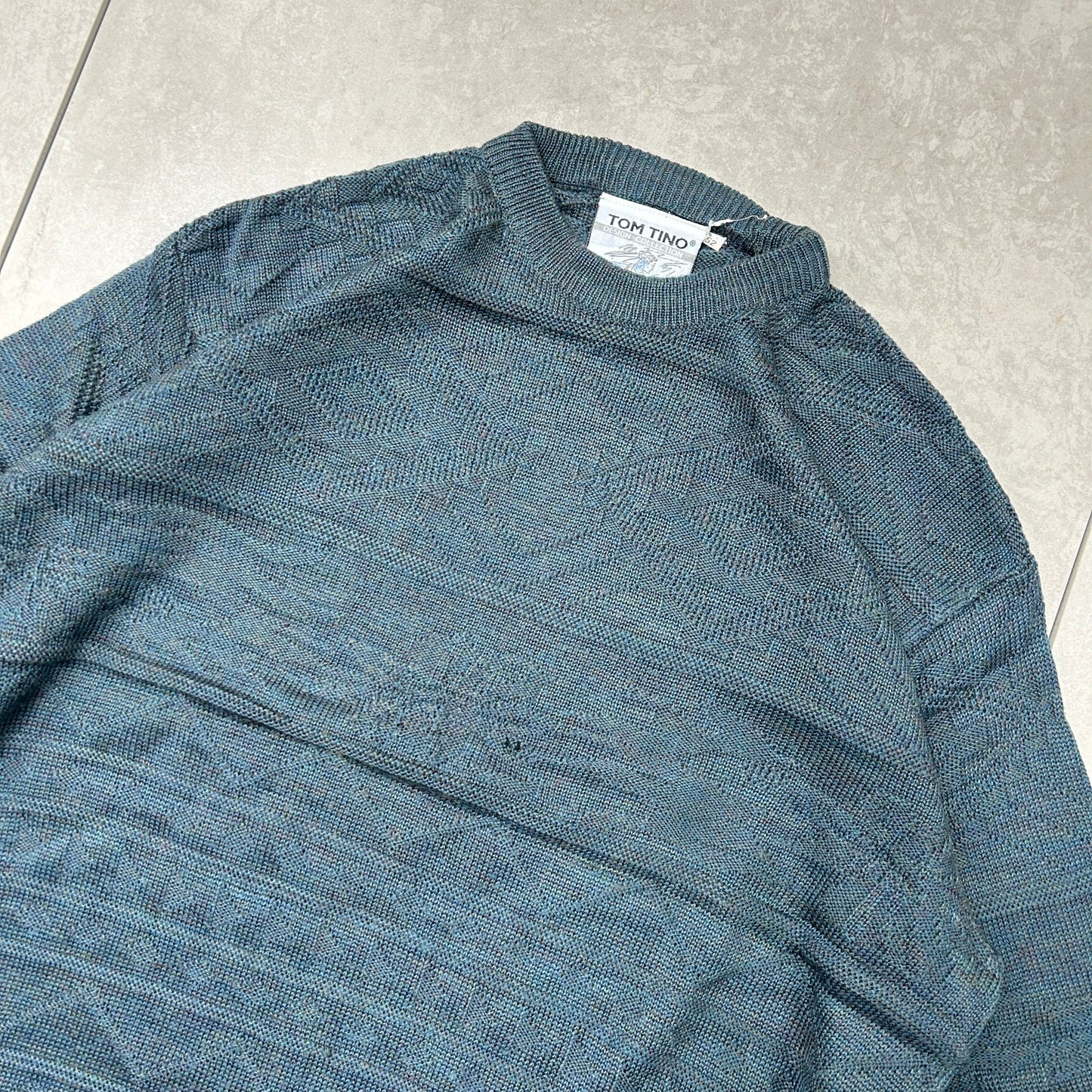 Vintage Italian Green Pattern Chunky Knit Jumper - XL