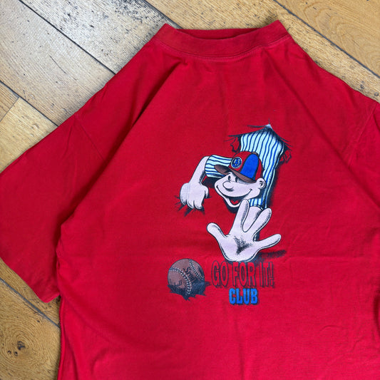 Vintage 90s Baseball Red Single Stitch Graphic T-Shirt - S