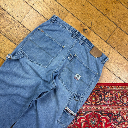 Vintage Pepe Jeans Blue Embroidered Y2K Hip Hop Baggy Jeans - 36