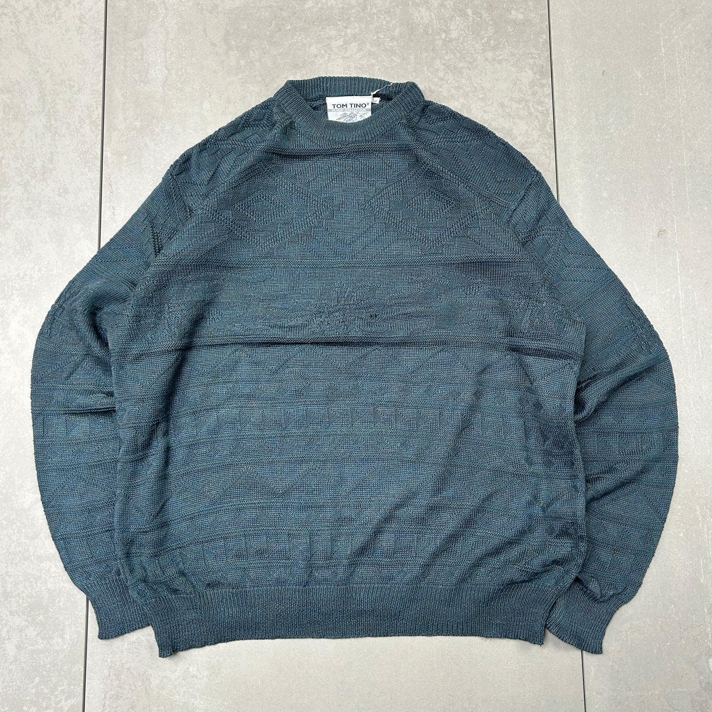Vintage Italian Green Pattern Chunky Knit Jumper - XL