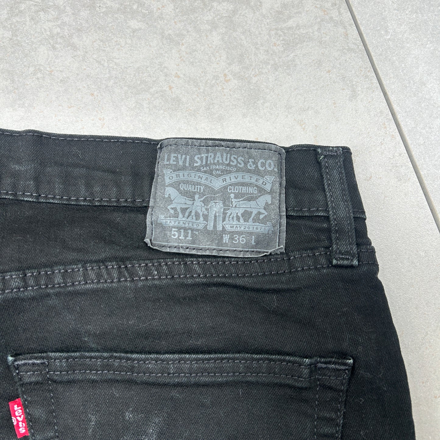 Vintage Levis 511 Slim Black Denim Shorts - 36