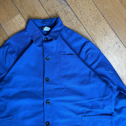 Vintage French Chore Workwear Jacket Blue Overcoat - XXL