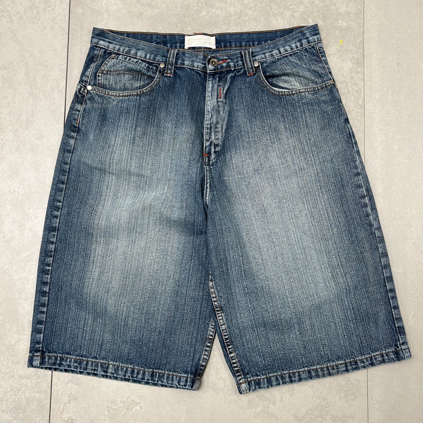 Vintage Embroidered Hip Hop Blue Baggy Shorts Jorts - 36