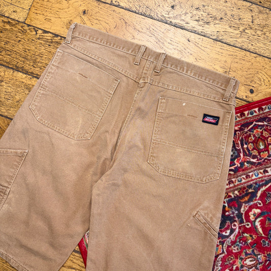 Vintage Dickies Workwear Carpenter Brown Baggy Shorts - 36