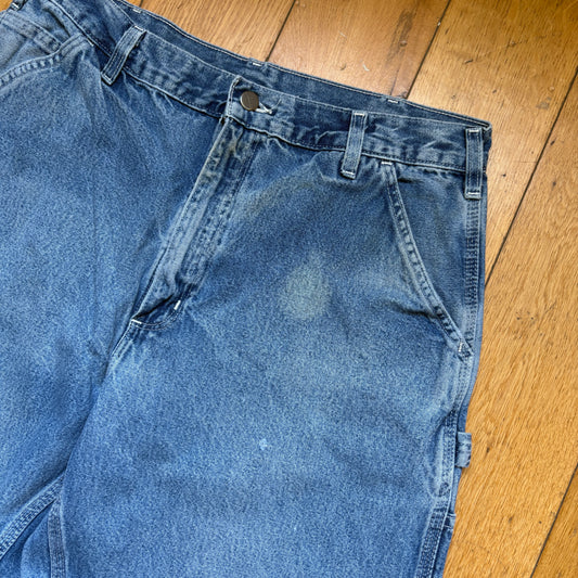 Vintage Carhartt Workwear Carpenter Baggy Blue Jeans - 34