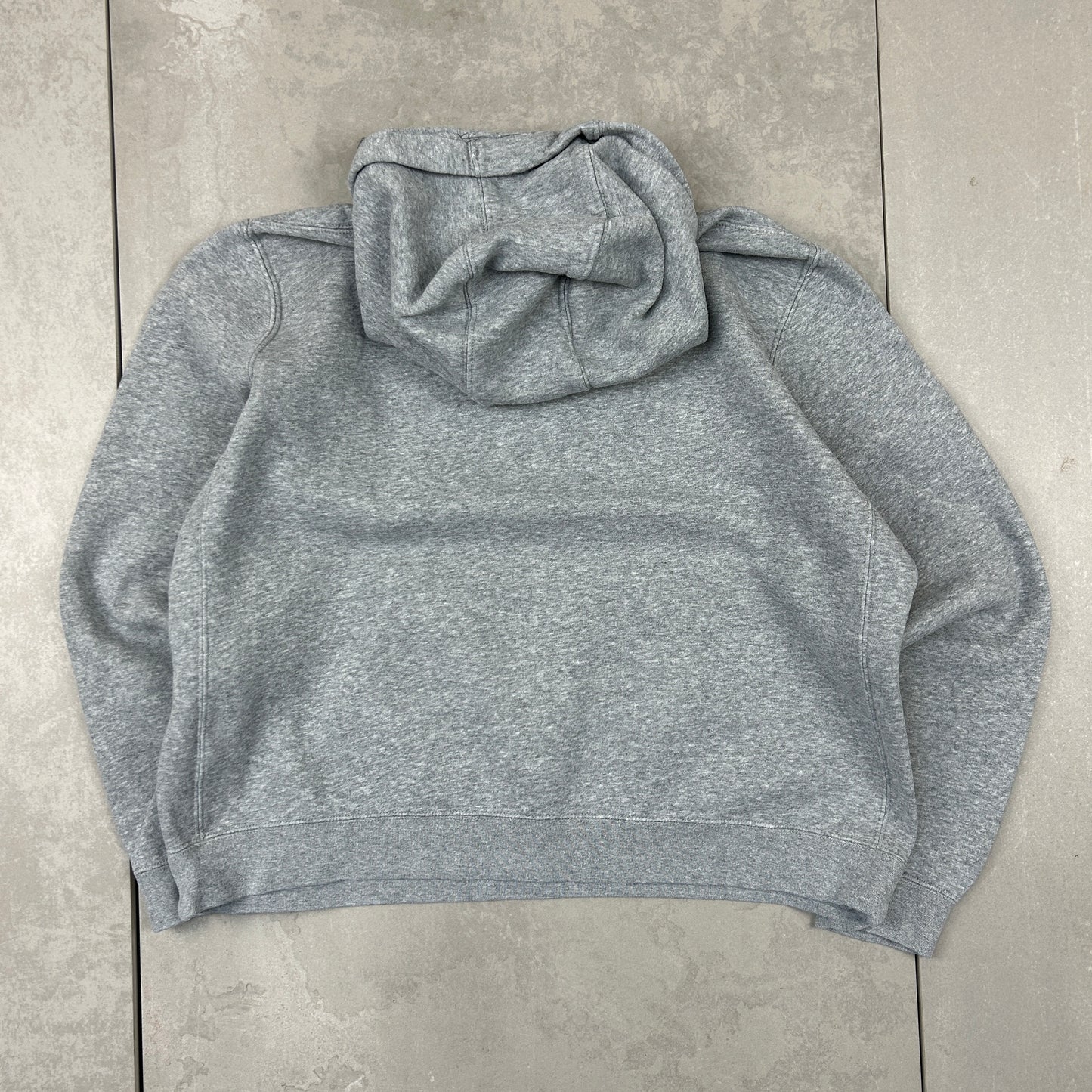 Vintage 00s Nike Swoosh Embroidered Grey Cropped Hoodie Sweatshirt - XL