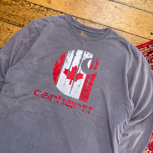 Vintage Carhartt Grey Long Sleeve Graphic T-Shirt - L
