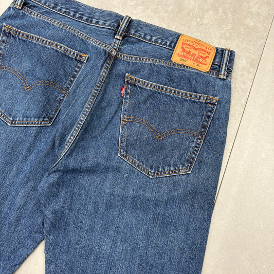 Vintage Levis 505 Blue Baggy Denim Shorts - 36