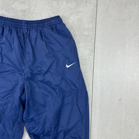 Vintage y2k Nike Baggy Cuffed Swoosh Navy Track Pants Tracksuit Bottoms - L