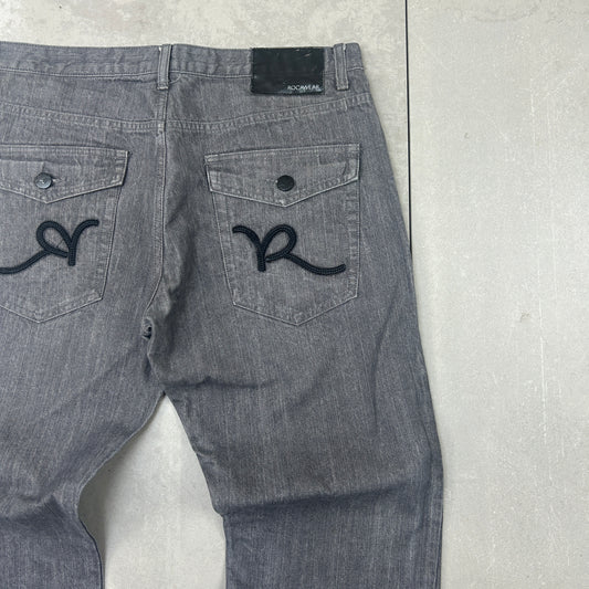 Vintage Rocawear Embroidered Hip Hop Baggy Grey Jeans - 36