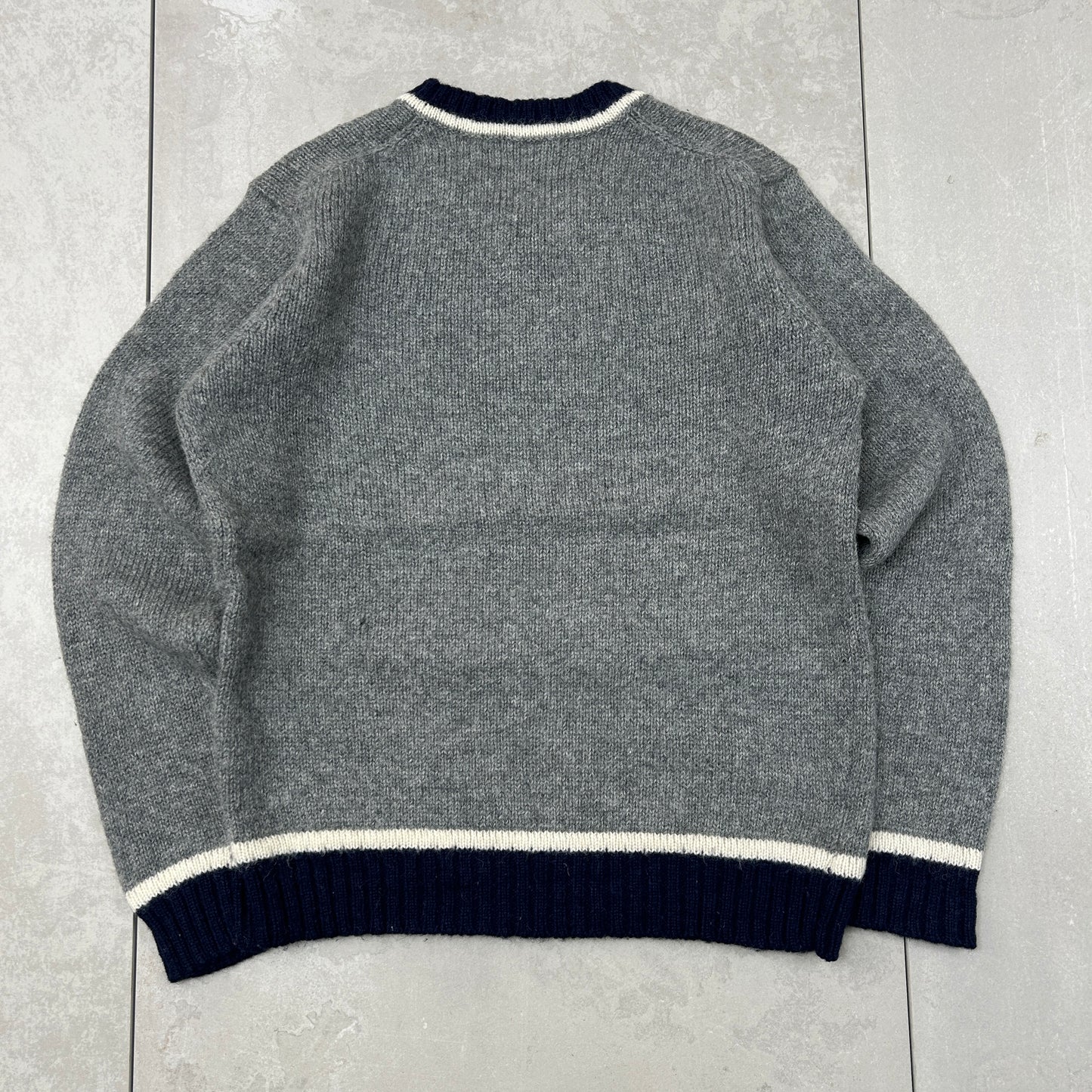 Vintage Diesel Grey Embroidered Chunky Knit Jumper - L