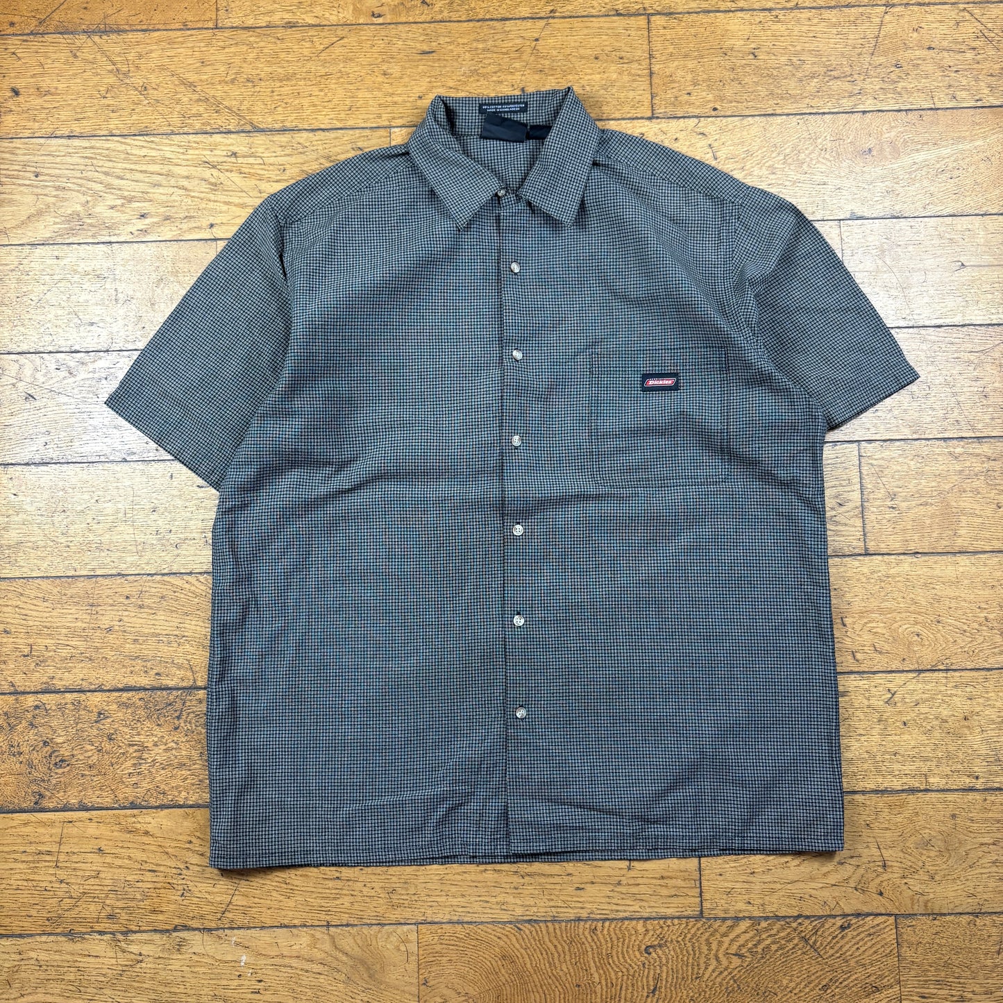 Vintage Dickies Grey Check Short Sleeve Workwear Shirt - XL
