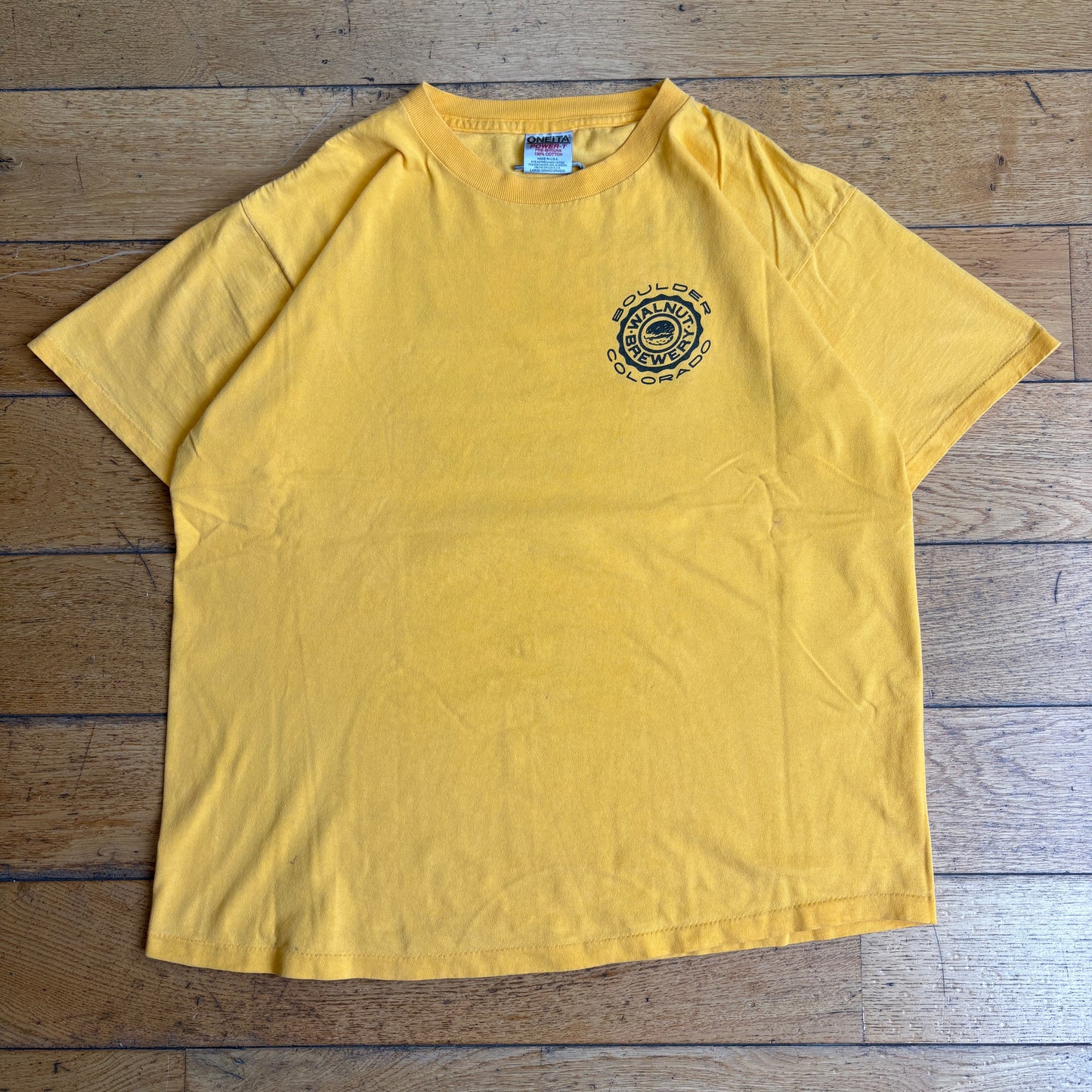 Vintage 90s Beer Single Stitch Yellow Graphic T-Shirt - L