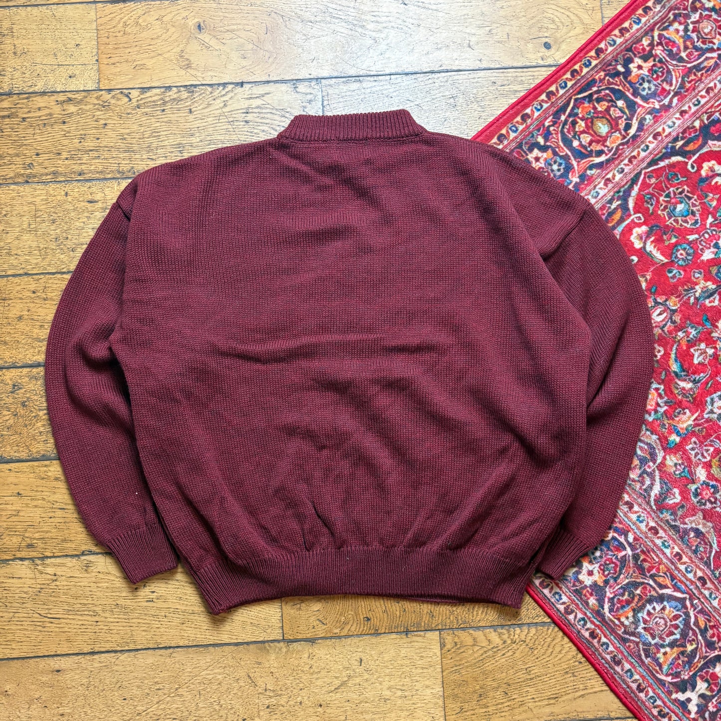 Vintage Burgundy Italian Chunky Knit Jumper - L