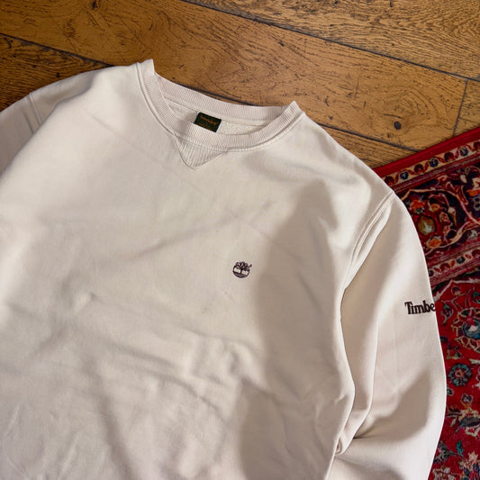 Vintage 90s Timberland Cream Embroidered Sweatshirt - XL