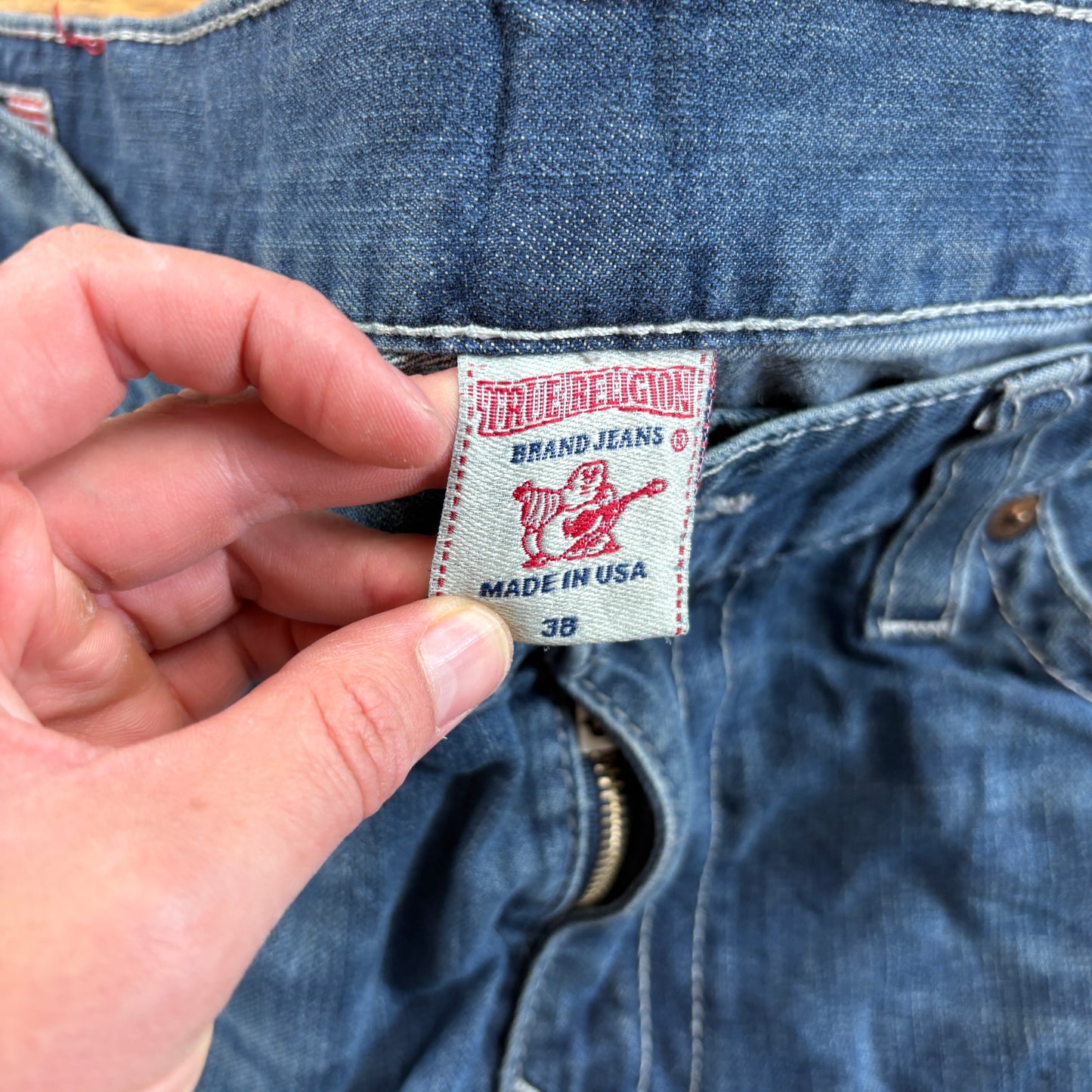 Vintage True Religion Blue Embroidered Y2K Shorts Jorts - 40
