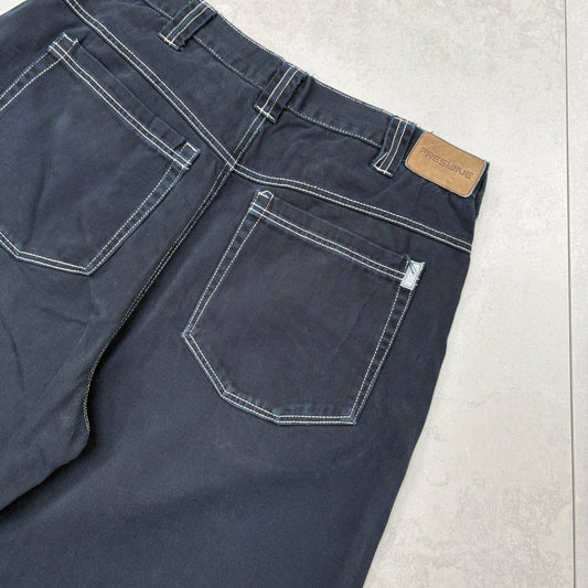 Vintage FreshJive Embroidered Hip Hop Black Baggy Shorts Jorts - 34