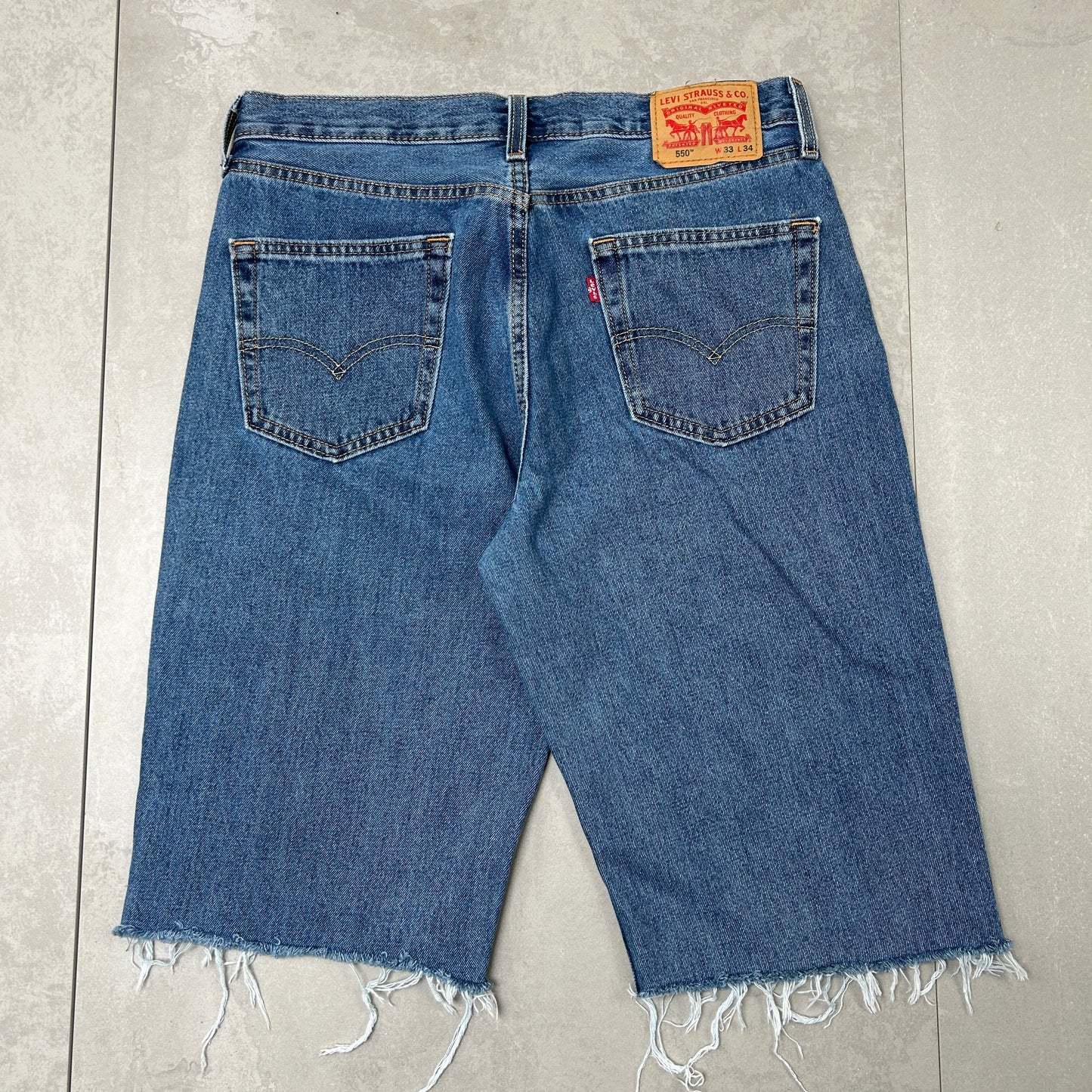 Vintage Levis 550 Baggy Blue Denim Shorts - 33