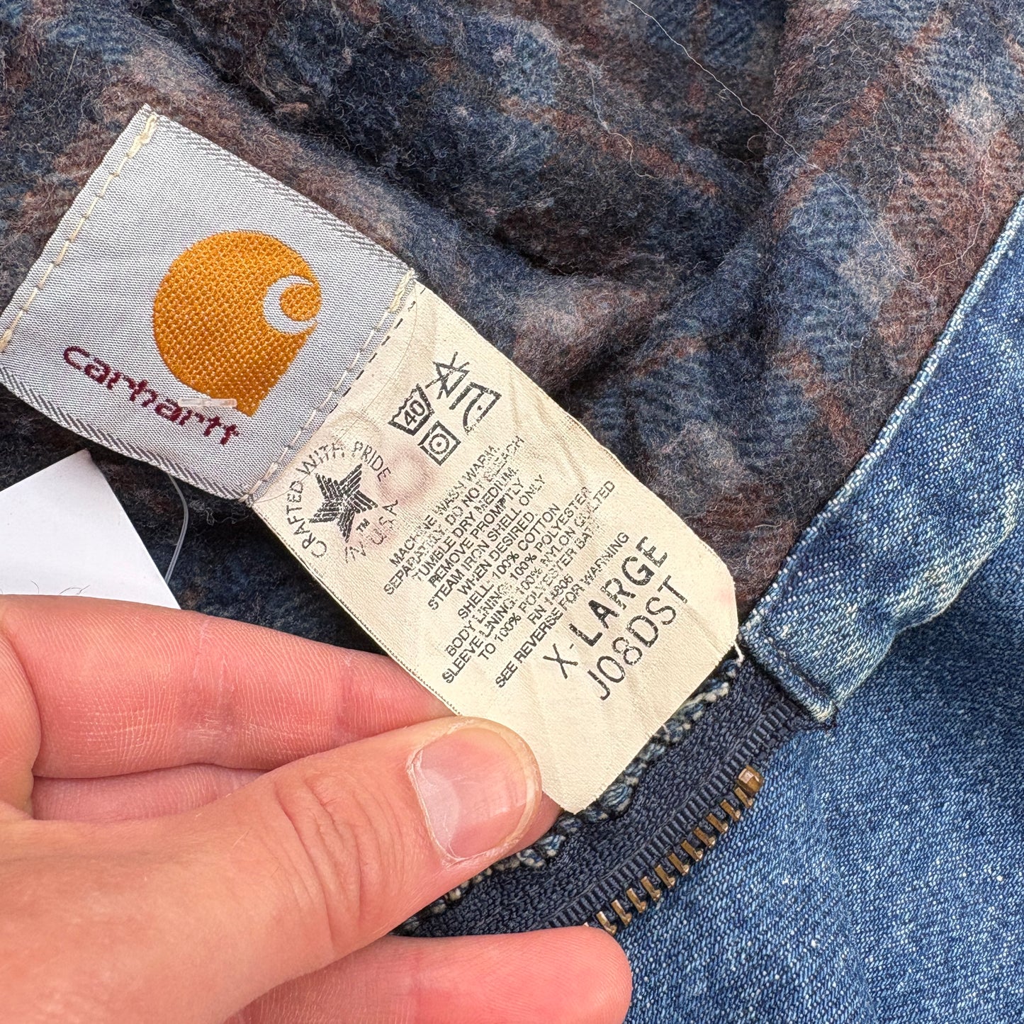 Vintage Carhartt Active Blue Denim Workwear Jacket - XL