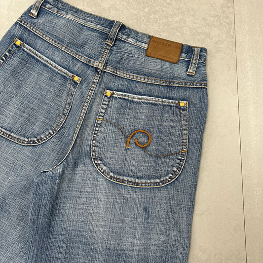 Vintage Rocawear Embroidered Hip Hop Baggy Blue Shorts Jorts - 32