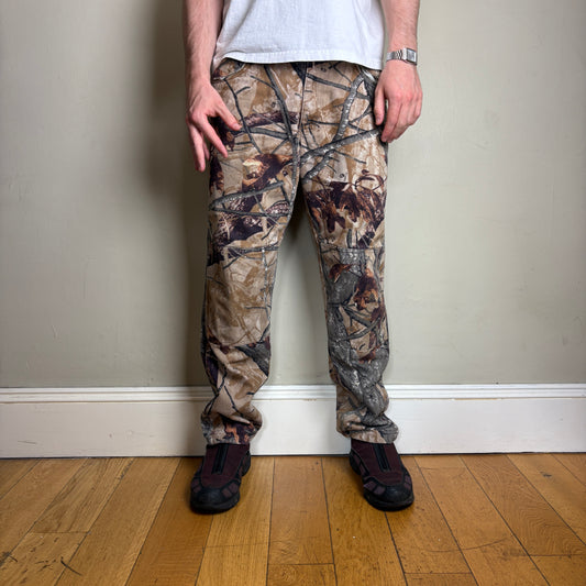 Vintage Real Tree Camo Double Knee Brown Hunting Workwear Trousers - 34R