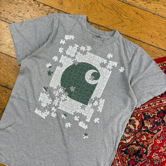 Vintage Carhartt WIP Grey Jigsaw Graphic T-Shirt - XS