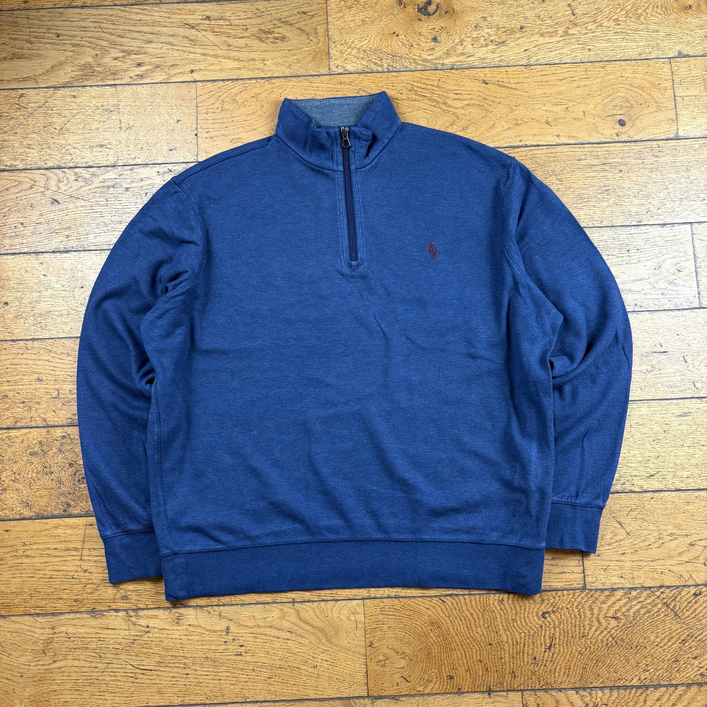 Vintage Ralph Lauren Blue Quarter Zip Embroidered Sweatshirt - L