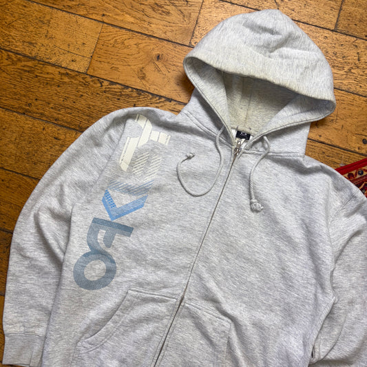 Vintage Oakley Grey Zip Hoodie Sweatshirt - M