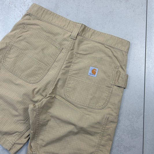 Vintage Carhartt Workwear Baggy Brown Cream Carpenter Shorts - 31