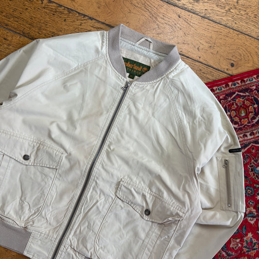 Vintage Timberland Cream Bomber Jacket - XL