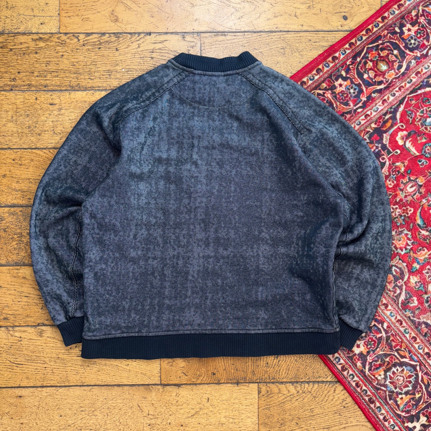 Vintage 90s Nike Black Swoosh Pinstripe Look Embroidered Boxy Sweatshirt - S