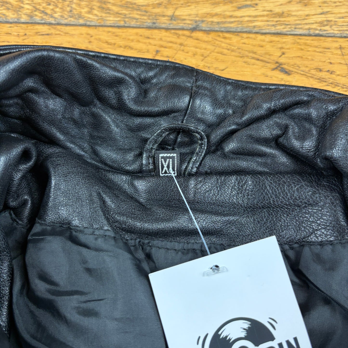 Vintage Cocon Leather Black Yellow Jacket - XL