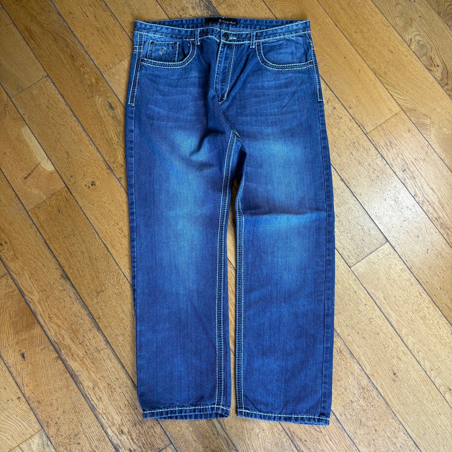 Vintage Rocawear Embroidered Blue Hip Hop Baggy Jeans - 40