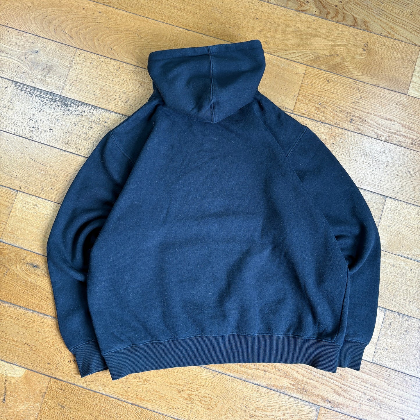 Vintage Fila Black Hoodie Embroidered Boxy Sweatshirt - XL