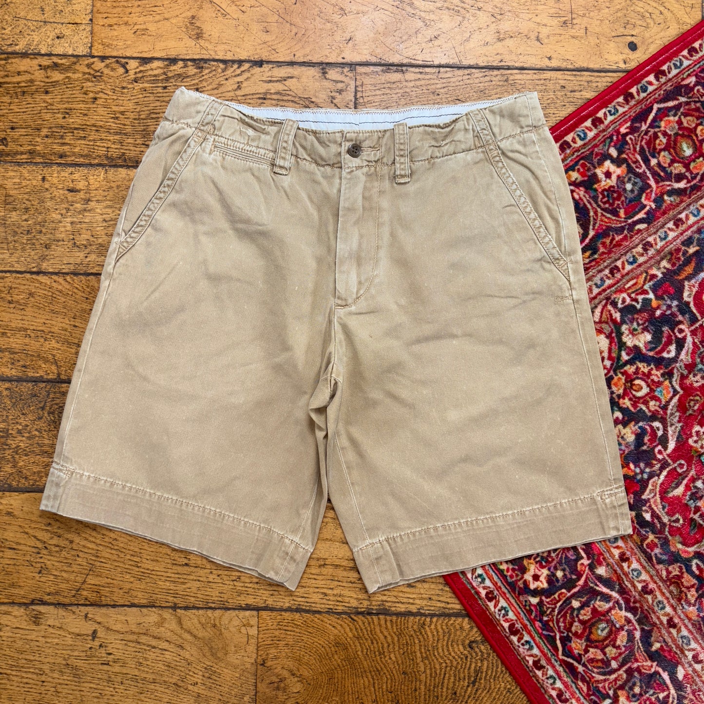 Vintage Ralph Lauren Embroidered Cream Chino Baggy Shorts Jorts - 34