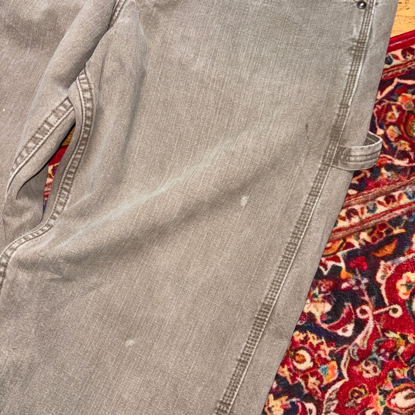 Vintage Lee Grey Brown Carpenter Workwear Baggy Trousers - 36R