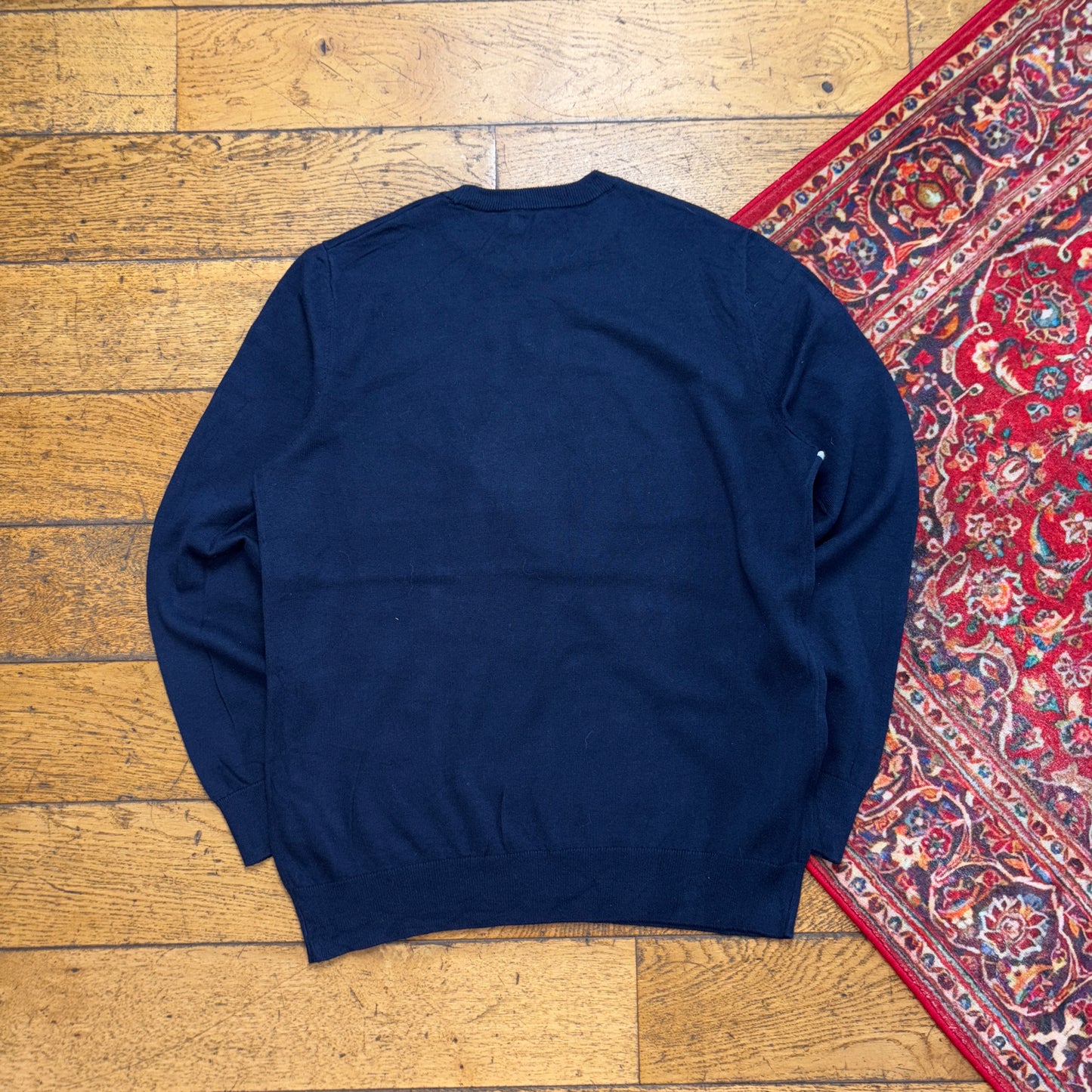 Vintage Nautica Navy Grey Stripe Embroidered Knit Jumper - S